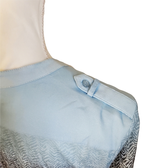 EUC Calvin Klein Ombre Mixed Pattern Utility Button Front Blouse - Picture 9 of 12
